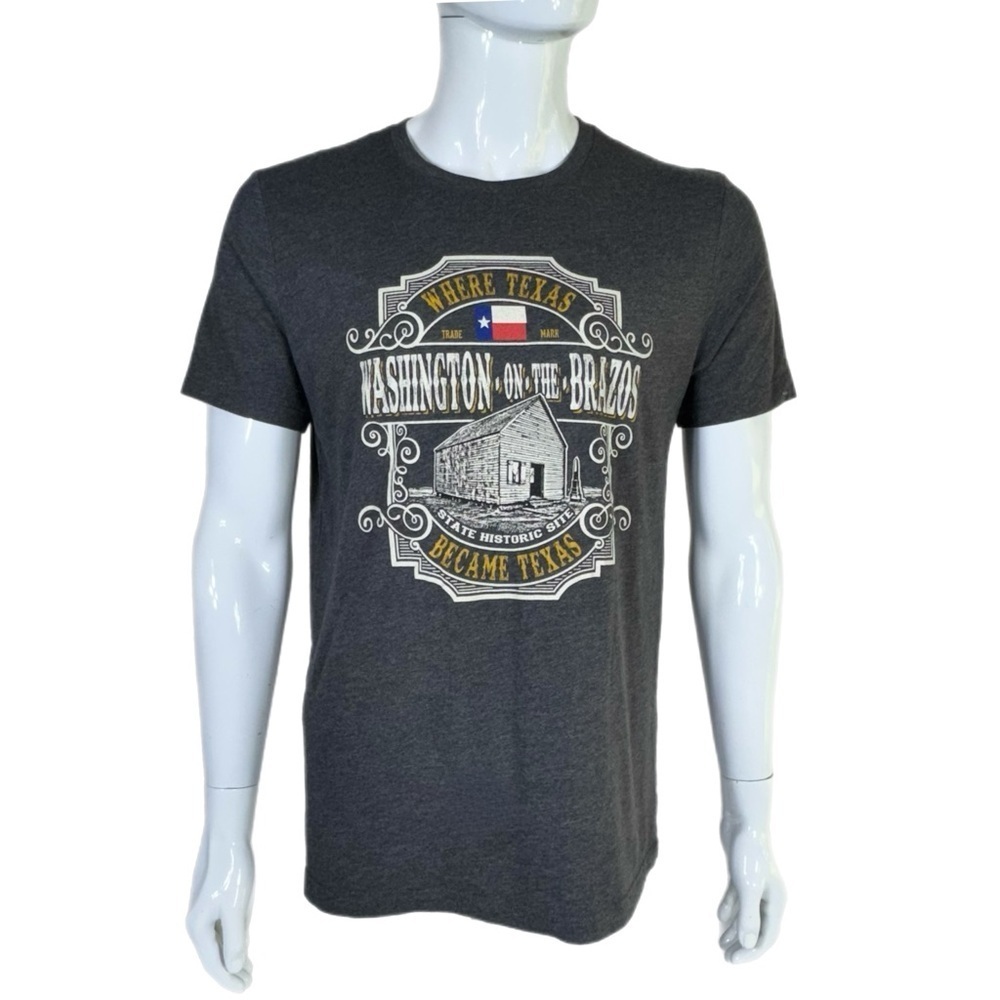 Bella Canvas Washington on the Brazos Texas Historical Gray Graphic T-Shirt
